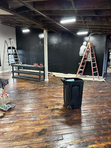 Commercial space with new floors and painted walls