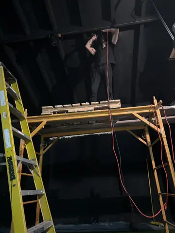 Scaffolding set up for high ceiling work